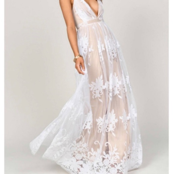 Luxxel Halle Maxi Dress with Velvet Flower Detail White Size M - Picture 5 of 8